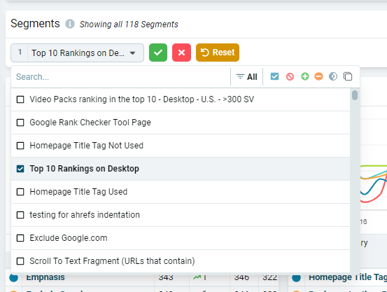 segment dropdown